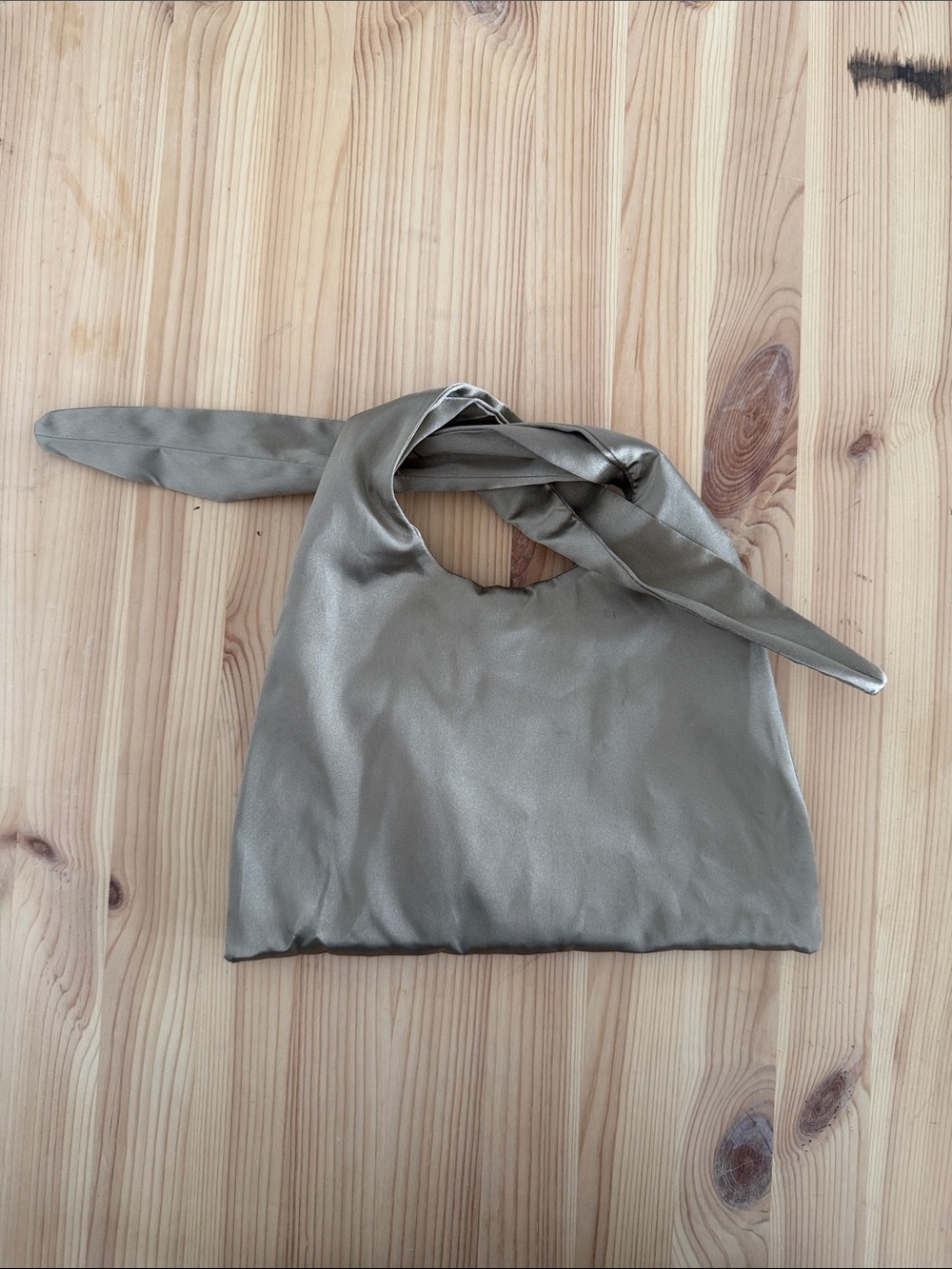 Bronze Taupe Knot-Top Shoulder Bag